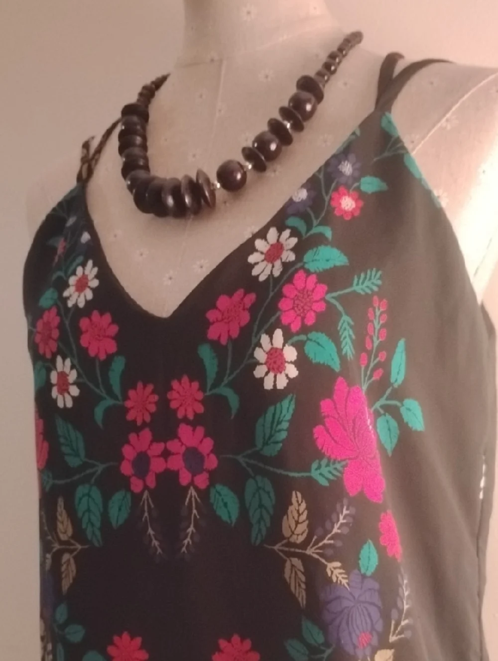 Xhilaration Black Floral Mini Dress with Vibrant Floral Accents - Picture 3 of 8